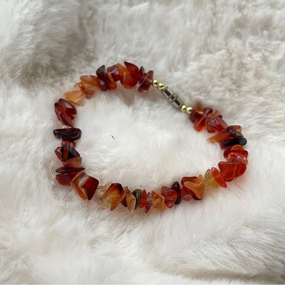 Elegant Red and Orange Gemstone Bracelet